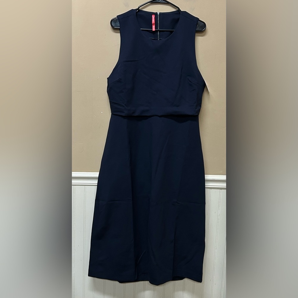 Spanx Ponte Fitted Midi Sleeveless Dress Womens 1X Classic Navy 20599R NWT